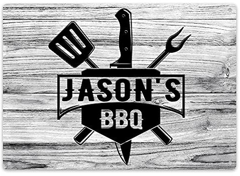BBQ Sign Personalised - Garden Party Gift For Dad - Barbecue Signs and Plaques Outdoors Area Fathers Day, Garden & Outdoor, Large, Design 4