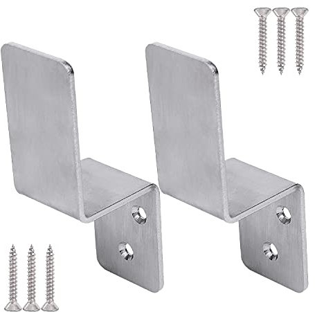 KSWLOR 2x4 Door Barricade Brackets|2PCS Heavy Duty Stainless Steel Drop Open Bar Security Door Lock Bracket Bar Holder Fits 2 by 4 Lumber,Security Z Bracket for Barn,Gate,Shed,Garage