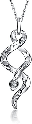 YFN Tier Halskette Sterling Silber Niedliches Tier Kette Anhänger Schmuck Geschenke für Damen Mädchen Mutter Tochter (Schlange Weiß)