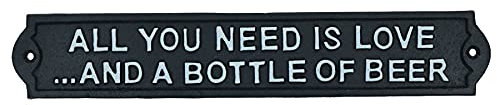 All You Need Is Love & Beer Sign Cast Iron Plaque Wall Bar House Garden Door