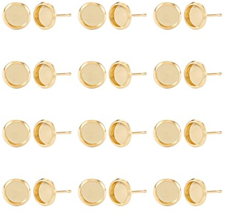 Craftdady 100 Stück Edelstahl Ohrstecker Cabochon Fassung Pfosten Cup Lünette Tray Blank Ohrringe Fit für 6mm Bulk für Schmuck Geschenke Herstellung, goldfarben