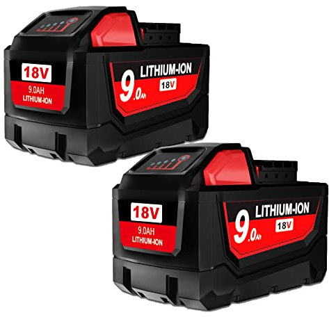 2X M18 18V 9,0Ah Batterie de Remplacement pour Milwaukee M18 Compatible avec Milwaukee M18 M18B 48-11-1840 48-11-1828 48-11-1820 48-11-1815 48-11-1850