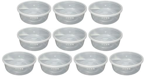 (Pack of 10) Large Clear Round Plastic Food Storage Containers With Airtight Lids Meal Prep Takeaway Storage Containers BPA Free Kitchen Storage Container Microwave & Freezer Safe (2.5L Litre)