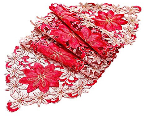 SOFORFREEM Tischdecke, bestickt, Weihnachten, Tee-Tischdecke, für Restaurant, Esszimmer, Party, Bankett, Veranstaltungen, 38 x 178 cm