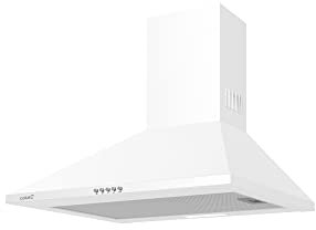 Cata Campana Extractora Decorativa de Pared Omega II 600 con 3 niveles de extracción Panel de Control Mecánico Motor M3R Silencioso Iluminación LED Sistema de Fácil Instalación Ancho 60cm Color Blanco