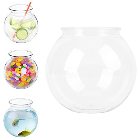 RTLR Plastic Fish Bowl, Sturdy Small Round VIVARIUM for Desk Decorations, Multipurpose Heavy Duty Goldfish Bowl, 4.1in/10.5cm (S)