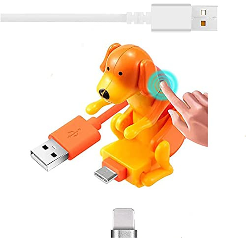 Funny Dog Fast Charger Cable,Upgraded Stray Dog Charging Cable,Portable Charger Touch Moving Dog USB Cable Charger,for iPhone Android Type-C Various Models Phones (Yellow-for iOS)