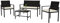 bigzzia Set Giardino Esterno, Tavolo da Giardino con Sedie, Set Mobili da Giardino in Rattan PE Impermeabile, con 2 Poltrone, 1Divano Doppio e 1 Tavolino, Nero