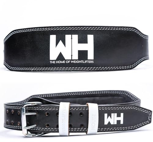 Weightlifting House Elite Leather Belt (Black & White, L)