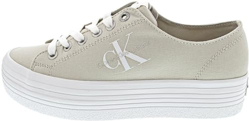 Calvin Klein Damen Vulcanized Sneaker Plateau, Beige (Eggshell/Bright White), 39