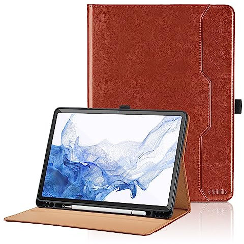 Funda para Samsung Galaxy Tab S8 2022/Samsung Galaxy Tab S7 2020 11'' PU Leather Ángulos Ajustables Tablet Case Incorporado para S Pen con Bolsillo y Reposo/Activación - Marrón
