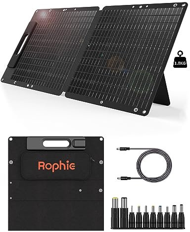 Rophie 60W Solarpanel Faltbare, Tragbarer Solar Panel TragbarerMonokristalline Flexible mit USB/type-C/DC-Ausgang für Tragbare Powerstation, 1.8Kg Ultraleicht, IPX67 für Camping, Reise, Garten, Balkon