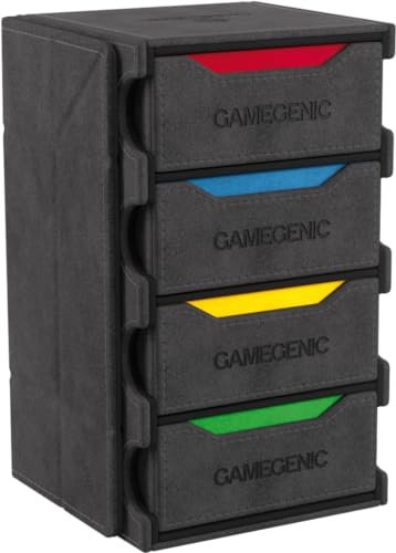 Gamegenic Token’s Lair - Premium All-in-One Token Box with Integrated Dice Tray for Ultimate Gaming Experience, Multifunctional Storage for Game Tokens, Dice and Accessories, Black Color, Made
