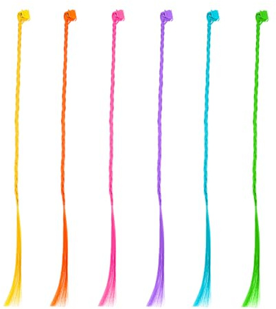 Oblique Unique® 6 Stück Haarklammern mit Strähnen Neon Farben Haarschmuck für Damen Fasching Karneval
