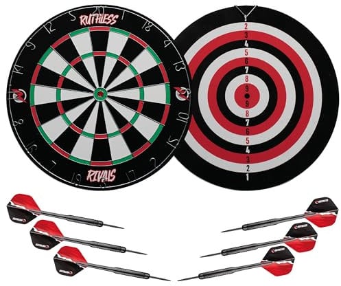 Ruthless Rivals Family Dart Board Game | Doppelseitiges Dartscheiben-Set inklusive 2 Sets Darts (DB074)