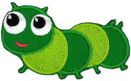 Catch the Patch Raupe Tier - (Größe: 6,8 x 4,1 cm) – Aufbügler & Applikationen in verschiedenen Größen – Ideal für Kleidung, Schulranzen, Jeans & Rucksäcke