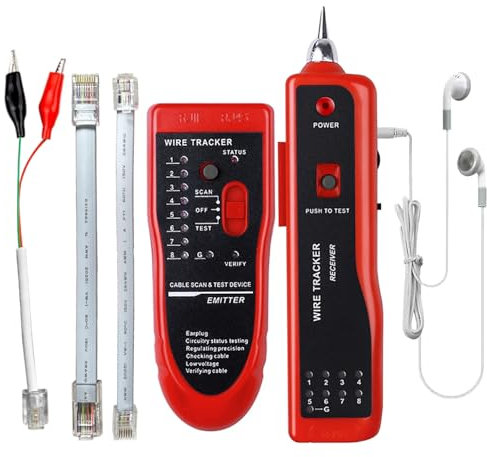 Qilnyeh Tester per cavi di rete LAN, Cat5 Cat6 RJ11 RJ45 UTP STP Rilevatore di linea, Localizzatore di cavi telefonici Tracer Kit di strumenti per diagnosticare i toni