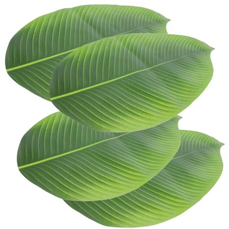 PRETYZOOM Leaf Craft Mats 4pcs Green Artificial Foliage Decorative Table Mats Banana Leaf Design Heat Insulation