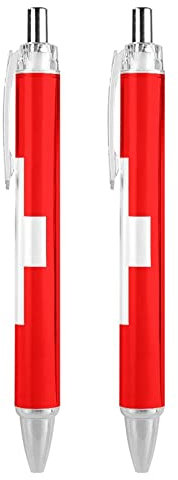 Novaj Stylo à bille drapeau de la Suisse - Stylo à bille à encre bleue - Stylo à encre gel pour le jour de l'indépendance