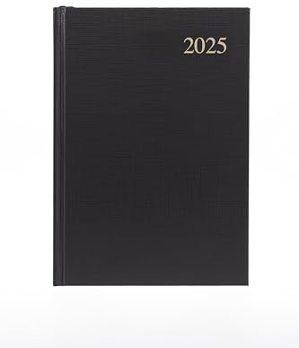 Collins Essential 2025 Business Diary - A5 Day to a Page Planner with Leathergrain Hardback Cover - Black - ESSA51.99-25