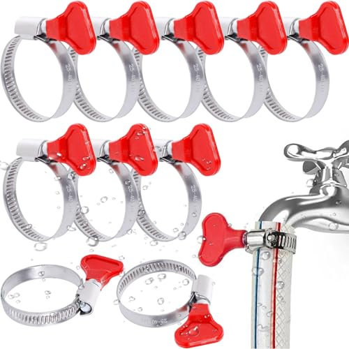 Mikqky 10 Pièces Collier Serrage Set, Collier De Serrage Pour Tuyau De Gaz, Colliers De Serrage Pour Automobiles, Collier De Serrage En Acier Inoxydable 304, Collier De Serrage Avec Poignée(25-40mm)