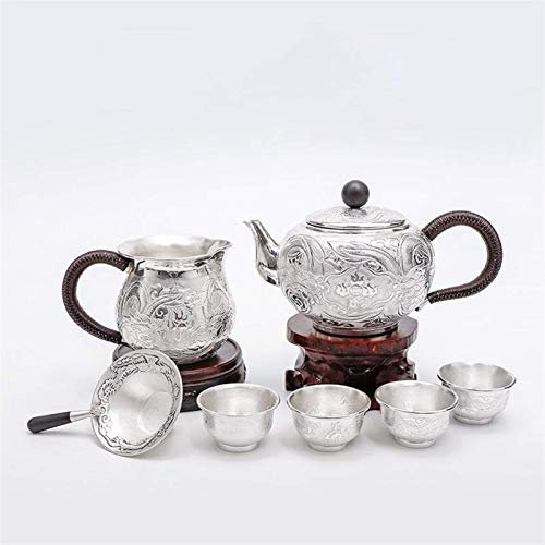 JKJZSALJ Tetera De Plata De Ley 999, Juego De Té Chino, Tetera De Kungfú, Cosas De Té Tradicionales Antiguas