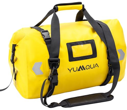 YUMQUA wasserdichte Duffle Bag, große Wasserfeste Reisetasche Sporttasche Duffel Dry Bag Waterproof Reisen Rucksack Beutel 40L wasserdichte Taschen Seesack für Motorrad Boote Camping (Gelb)