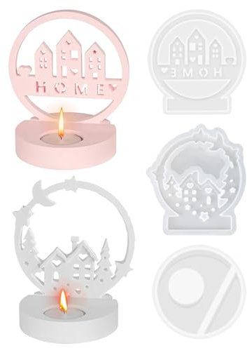 3 Stampi in Silicone per Colata Case,3D Stampo in Silicone,Stampi Silicone per Gesso Casette per La Casa per Candele Fai da Te per Candele Profumate,Stampo per Candele per Decorazioni Natalizie