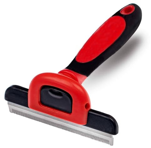 FurGroom Deshedding Tool for Dogs and Cats - Reduces Shedding by Up to 95% in Less Than 10 Minutes - Professional Grooming Brush for All Hair Types - Ergonomic Design and Skin Massage Needles.