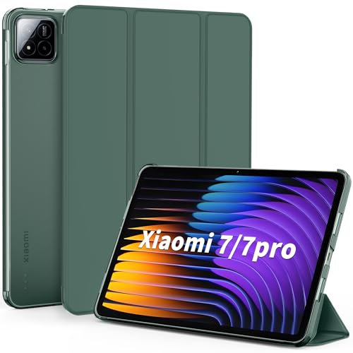 EasyAcc Custodia compatibile con Xiaomi Mi Pad 7/7 Pro (11,2 pollici, modello 2024,7 generazione), ultra sottile e traslucido opaco, copertura posteriore, verde notte