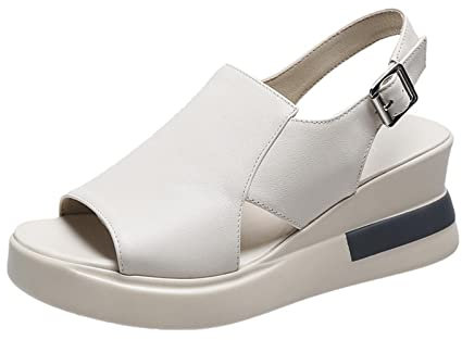 Femmes Mode Sandales Talons compensés Boucle Orteil ouvert Sangle Glisser sur Espadrilles Doux Coupe large Été Sandale de plate-forme sandales orthopediques femmes