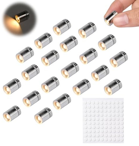 Pumwoy 20 Mini LED Licht, Miniatur Lichter Kleine LED Lichter, Geeignet zum Dekorieren von Puppenhäusern, Micro LED Licht Mini LED Lichter für Puppenhäuser, Kunsthandwerk (Warmweißes Licht)