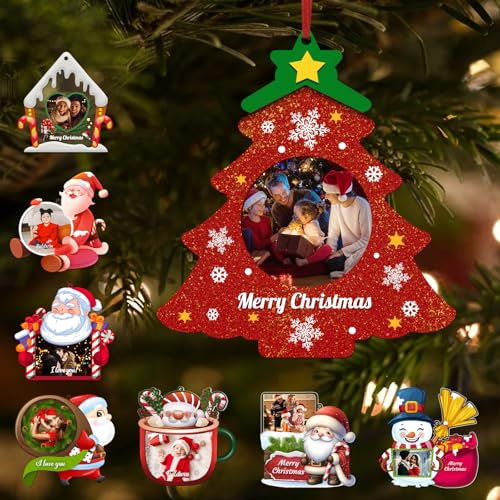 2024 Personalisierter Weihnachtsschmuck, Weihnachtsbaumdekoration mit Foto und Namen, Holz Acryl Weihnachtsanhänger, Personalisierte Weihnachtskugeln, Personalisierte Andenken