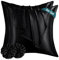RUIKASI Satin Kissenbezug 80x80 wie EIN Seidenkissenbezug mit 2 Haargummis - seidig Kopfkissenbezug 80x80 für Haar und Haut, Pflegeleichter als Seiden Kissenbezug Silk Pillow Case, Schwarz