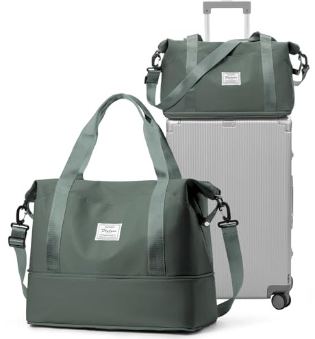for Ryanair Airlines Underseat Cabin Bag 40x30x20 Weekend Overnight Carry on Holdall for Women Travel Duffel Sport Gym Tote Mum Hospital Bags with Wet Pocket,A06-Army Green