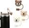 3pcs Bear Straw Cover, Cute Covers Cap Cartoon Soft Silicone Bear Toppers Tips Lids Protector Cover BPA Free Compatible with 10mm Stanley 30 40 Oz Tumbler Cup