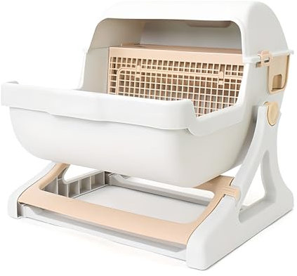 Semi-automatic Cat Litter Box, Sturdy Durable Kitty Litter Pan, Easy Cleaning, Semi-automatic Quick Cleaning Cat Litter Box, for All Kinds of Cat Litter(45.7 * 48.9 * 53.5cm)