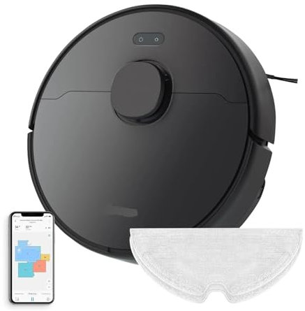 TIEOAXFT pour Poils d'animaux, sols durs, Tapis Ensemble aspirateur et Balai Robot D9 Max, Navigation LiDAR, Puissance d'aspiration élevée de 4000 Pa, autonomie de 180 Minutes, Balayage 2 en 1