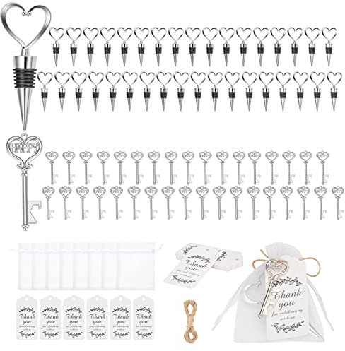 36 chiavi e apribottiglie a forma di cuore apribottiglie portachiavi buono come bomboniera matrimonio con 36 bigliettini e lacci per ospiti accessori per feste