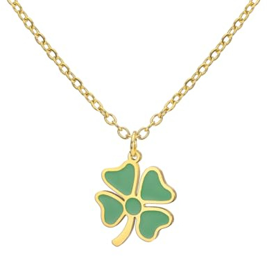 EUEAVAN Vierblättrige Kleeblatt-Halskette für Frauen Grüner Kleeblatt-Anhänger Glücksbringer Freundschaftsschmuck St. Patrick's Day Accessoires Irisches Geschenk