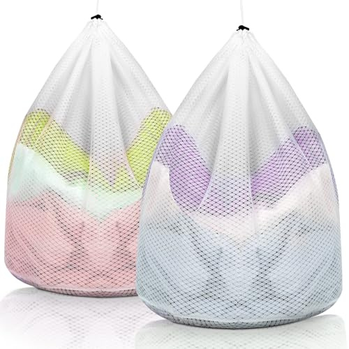 AiQInu 2 Piezas Bolsa Lavadora Ropa, 50 x 60cm Red Lavadora Ropa Interior, Bolsa Ropa Sucia Viaje con Cordón, Bolsas para Lavar Ropas en Lavadora, Bolsas Malla Lavanderia Reutilizable