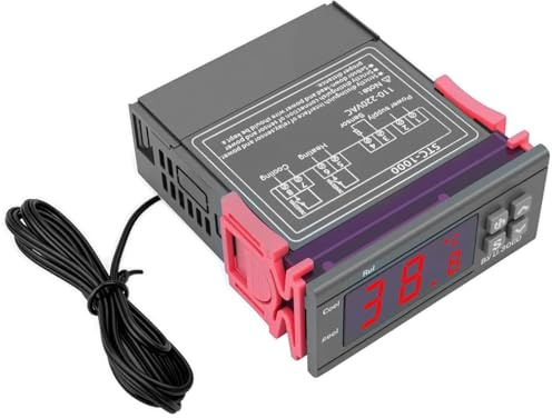 Termostato Digitale Binghe AC 110V-220V Regolatore di Temperatur con Sonda Sensore, Digital Termostato termoregolatore con LED Display per Frigorifero, scaldabagno, incubatore