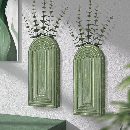 EOSAHR Wall Vase for Flower: Wall Planter Holder for Boho Wall Decor, Green
