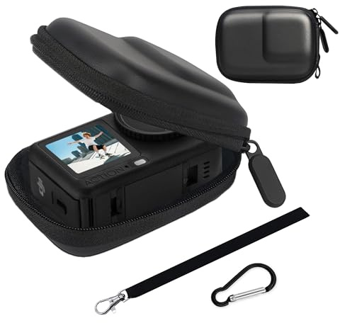 DEBMALE Action 6 Carrying Case - Portable Protective Cover PU Hard Shell Travel Storage Bag for DJI Osmo Action 6 Camera Accessories with Carabiner