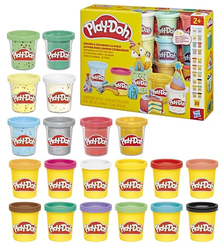 Play-Doh Packung mit 20 Stück zum Erstellen und Feiern, 2 Unzen Dosen, Geschenke und Nachfüllungen für Kinder, Kunst und Handwerk 2+