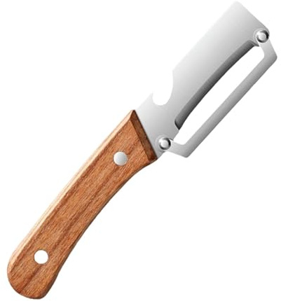 Qectial Peladores de Verduras con Hojas de Acero Inoxidable Herramienta Multifuncional y Cortadora de Tiras Finas Mango Ergonómico en Madera Adecuada para