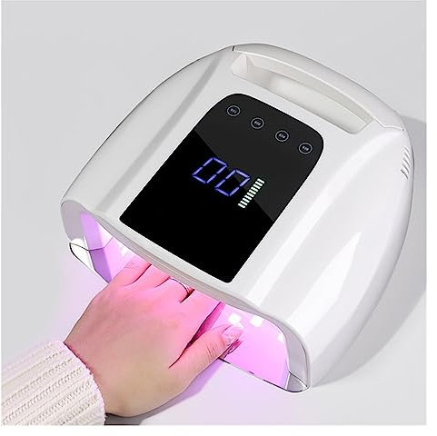 LED UV Nail Lamp Rechargeable Nail Lamp With Handle Cordless Gel Polish Dryer LED Light For Nails Wireless Nail UV LED Lamp Fast & Even Curing(Red light White)