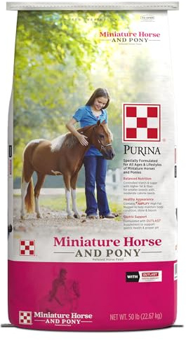 Purina Mini Horse & Pony Feed, All Ages & Lifestyles, Amplify for High Fat, Outlast for Gastric Health, 50lb