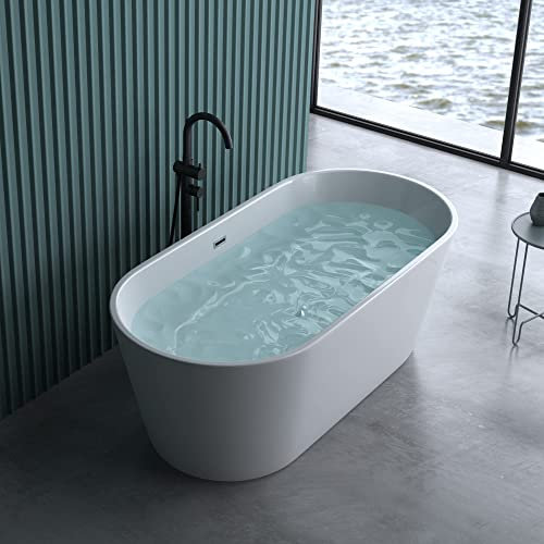 doporro Baignoire îlot Ovale pour Salle de Bain avec trop plein 170cm Blanc Vicenza520OA Acrylique 170x80x60cm