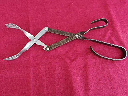 Grillzange V-Tong 43 cm Kupfer Hammerschlag BBQ Zange Modell Western mit Griff aus Olivenholz